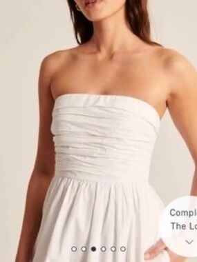 Abercrombie & Fitch Strapless Whie Poplin Dress - Large